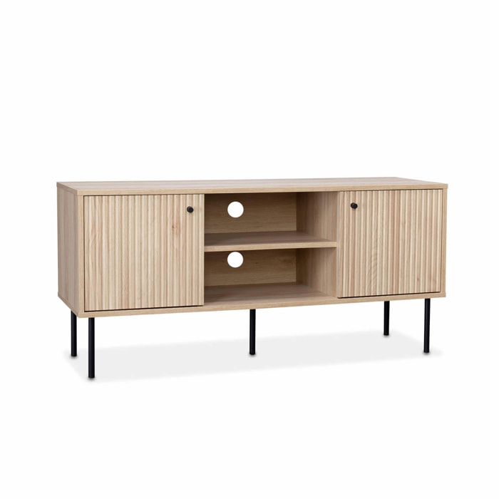 Meuble TV. Braga. deux portes. deux niches. une étagère. L 120 x l 39 x H 56.2cm