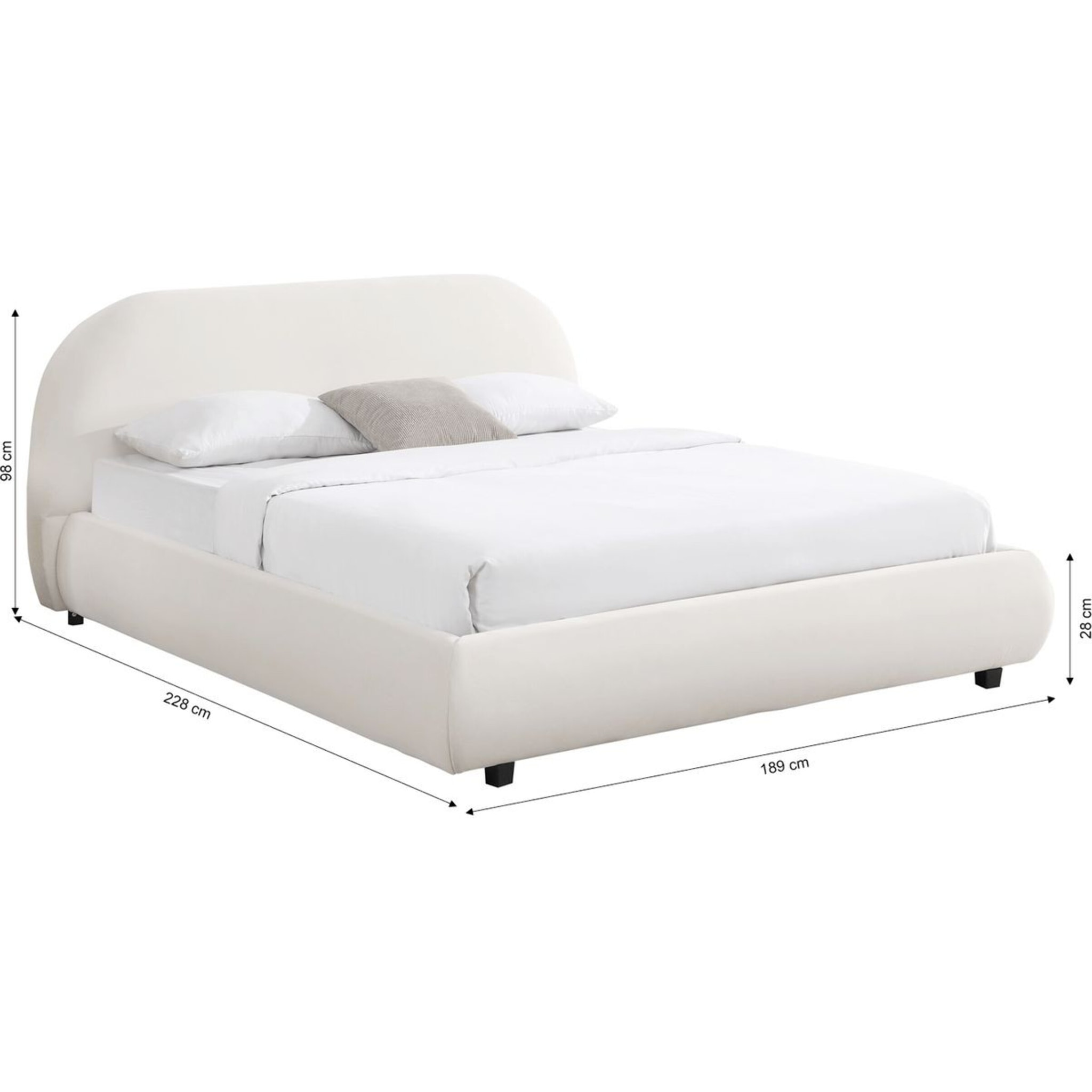 Lit avec tête de lit en velours - MADDIE