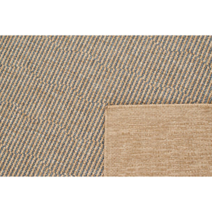 Tapis effet jute motif bleu