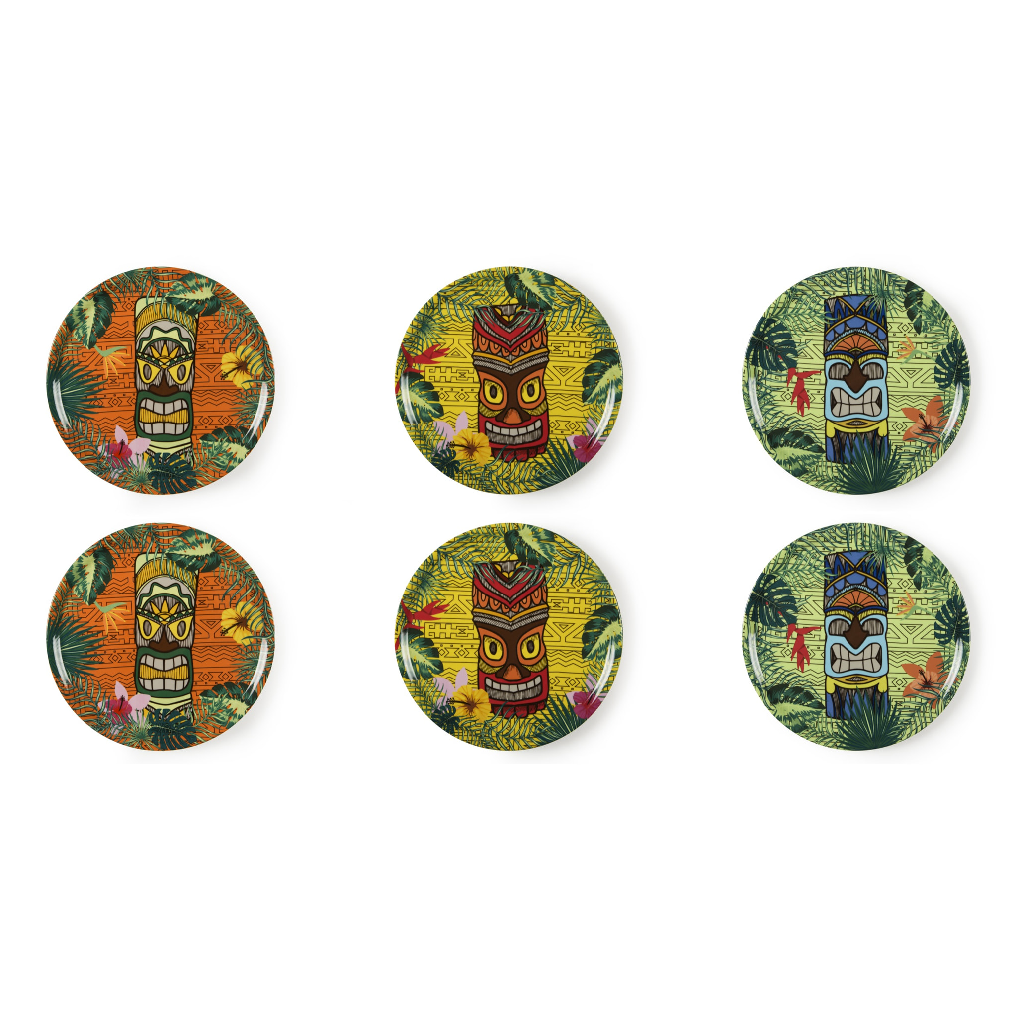 Set 6 Piatti Pizza Excelsa – Tiki, Porcellana Multicolore
