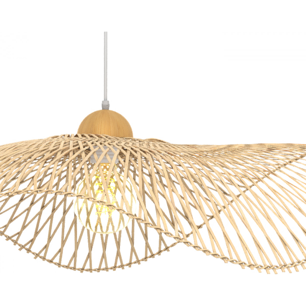 Suspension D75 cm en bambou avec fil blanc - Jipi