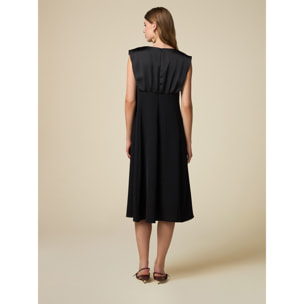 Oltre - Bi-material midi dress - Negro