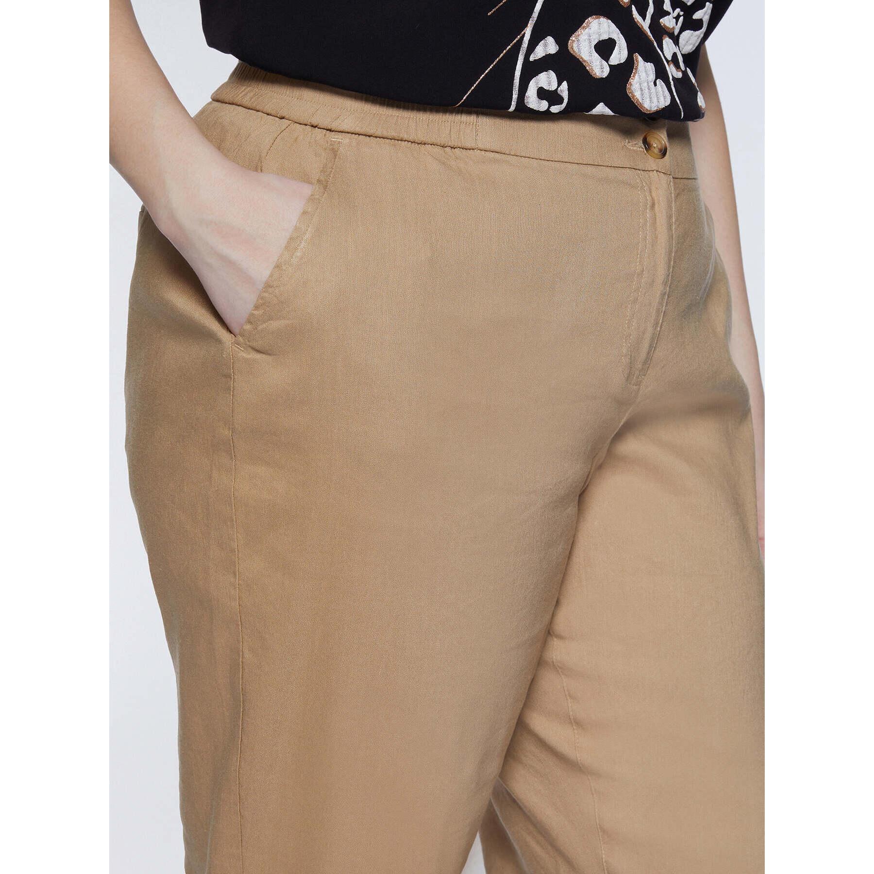 Fiorella Rubino - Pantaloni dritti in lino e viscosa - Beige