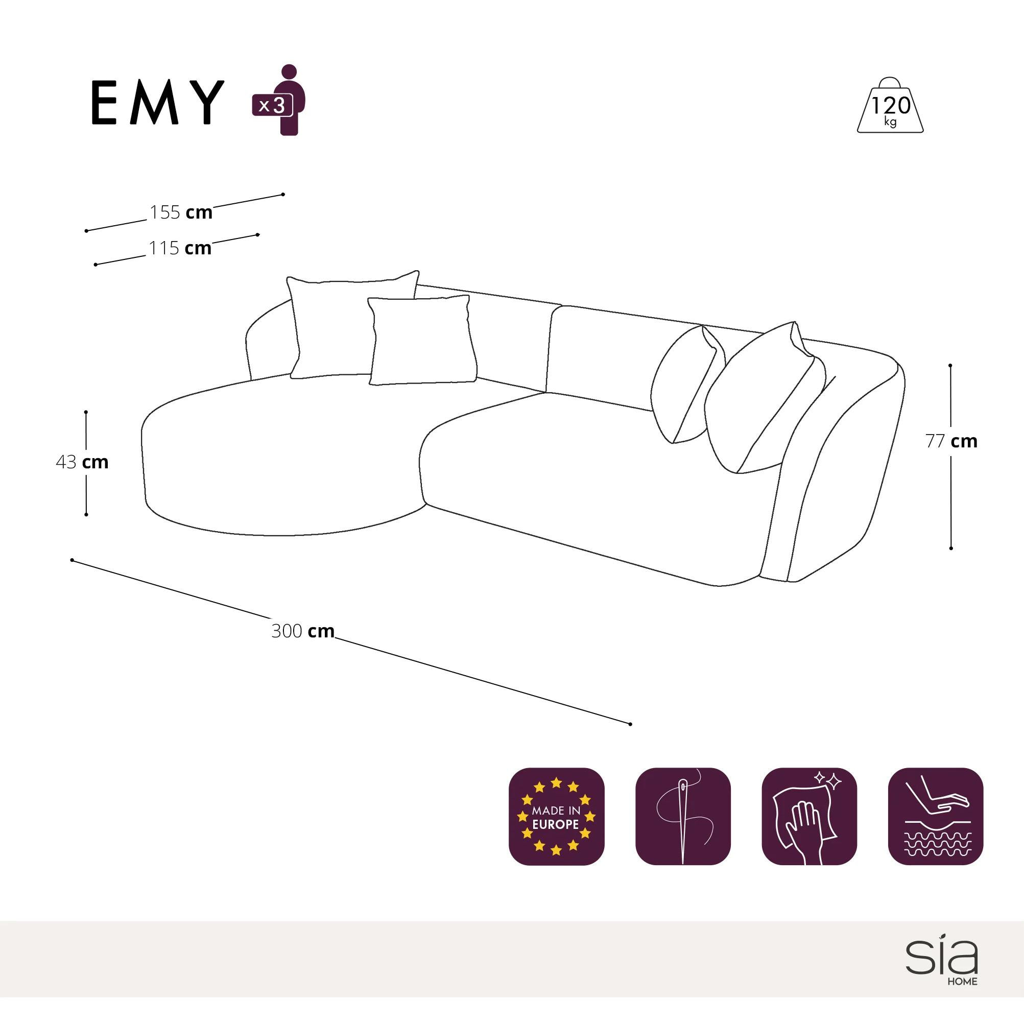 Canapé d'angle gauche EMY Velours