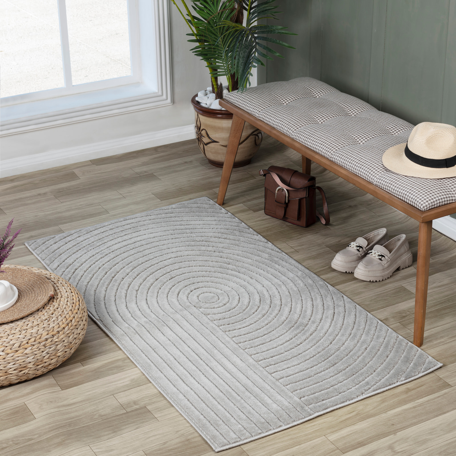 EMIKO Alfombra de Interior/Exterior con Motivos 3D en Relieve