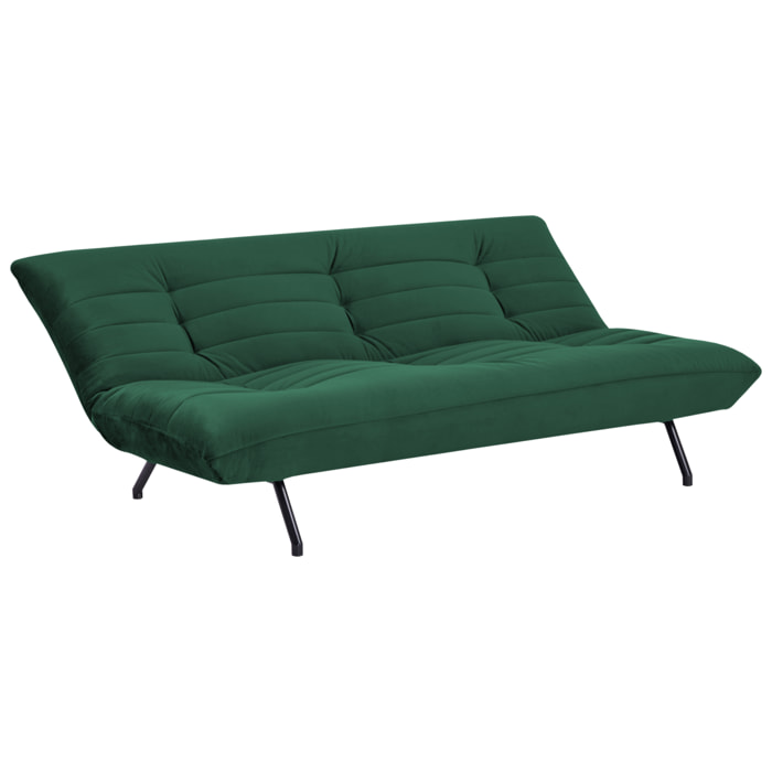 Canapé convertible 3 places en velours vert ANATOLE