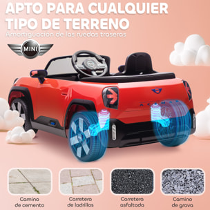 Coche Eléctrico para Niños de +3 Años, MINI Concept Aceman, Coche de Batería 12V, con Bluetooth, Mando a Distancia 2,4 G, Motor Doble, Suspensión Trasera, Faros, Música, USB, Rojo