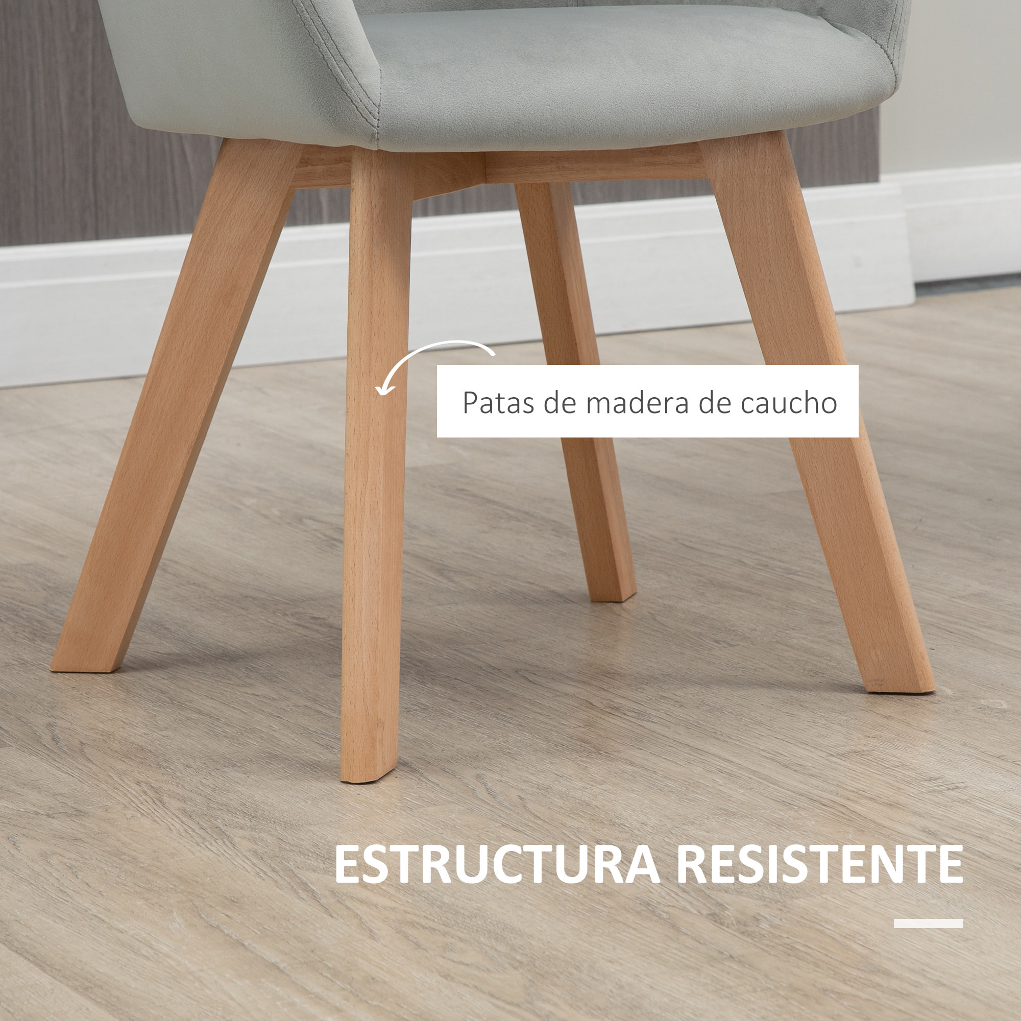 Juego de 2 Sillas de Comedor Modernas Tapizado en Terciopelo 54x57x80 cm Gris