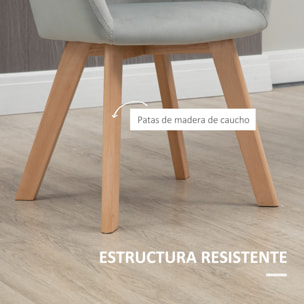 Juego de 2 Sillas de Comedor Modernas Tapizado en Terciopelo 54x57x80 cm Gris