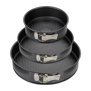 Set de 3 moules à charnière ronds de 20 cm 24 cm et 28 cm Zenker Black Metallic