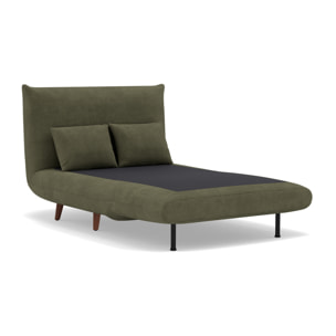 Lumi - Banquette convertible clic-clac 1 place en velours côtelé - Vert