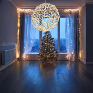 bola navideña luminosa con 40 luces led en blanco cálido 25cm