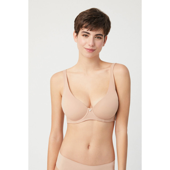Reggiseno imbottito con ferretto beige, coppe C e D