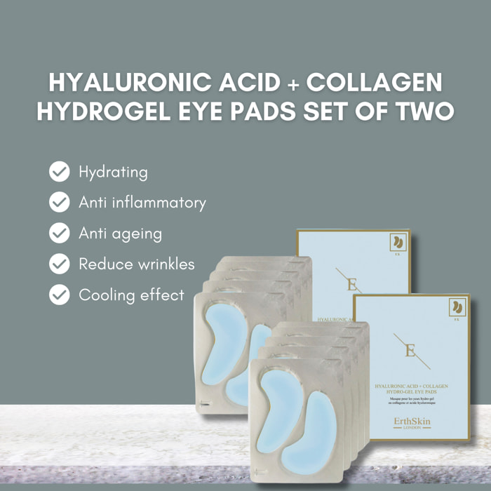 2 almohadillas para ojos con ácido hialurónico y hidrogel de colágeno.