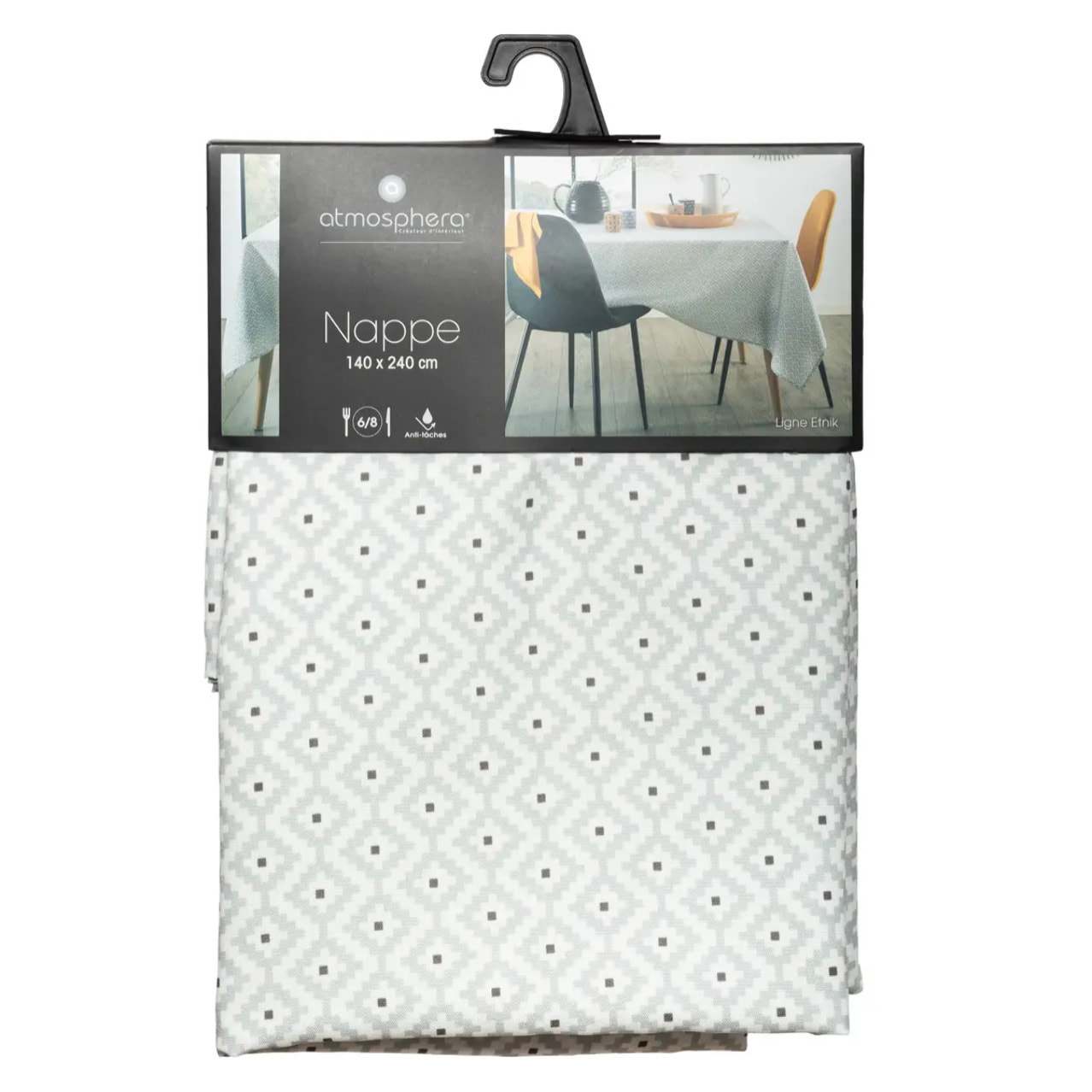 Nappe anti-tache "Etnik" gris 140x240cm