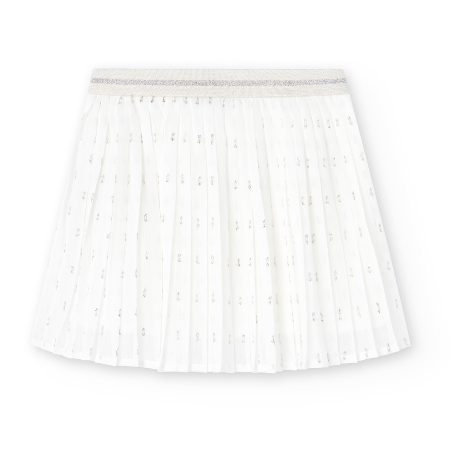 Falda plisada para niña en gasa lisa de color blanco