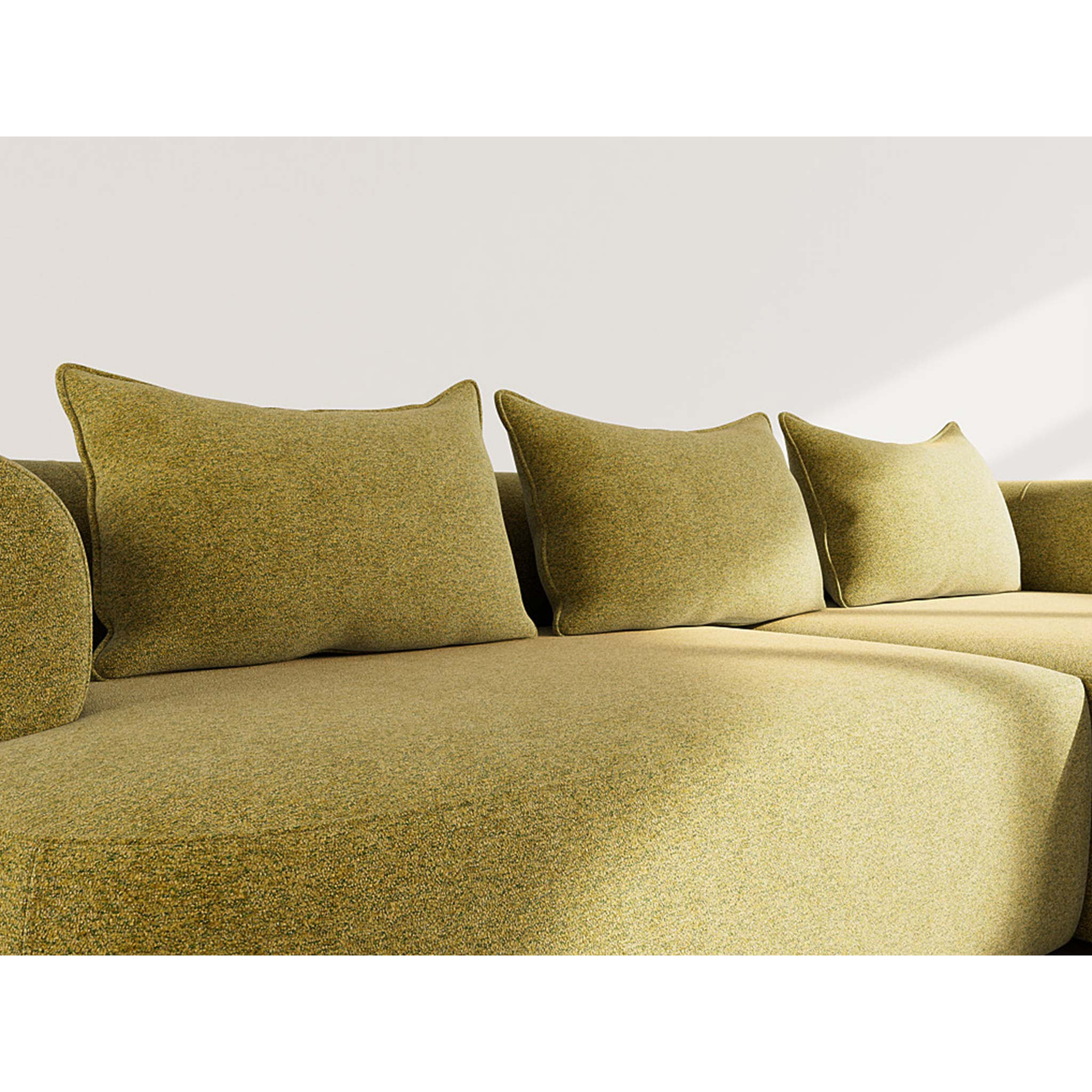 Angela - canapé d'angle droit 4 places en velours texturé - Vert