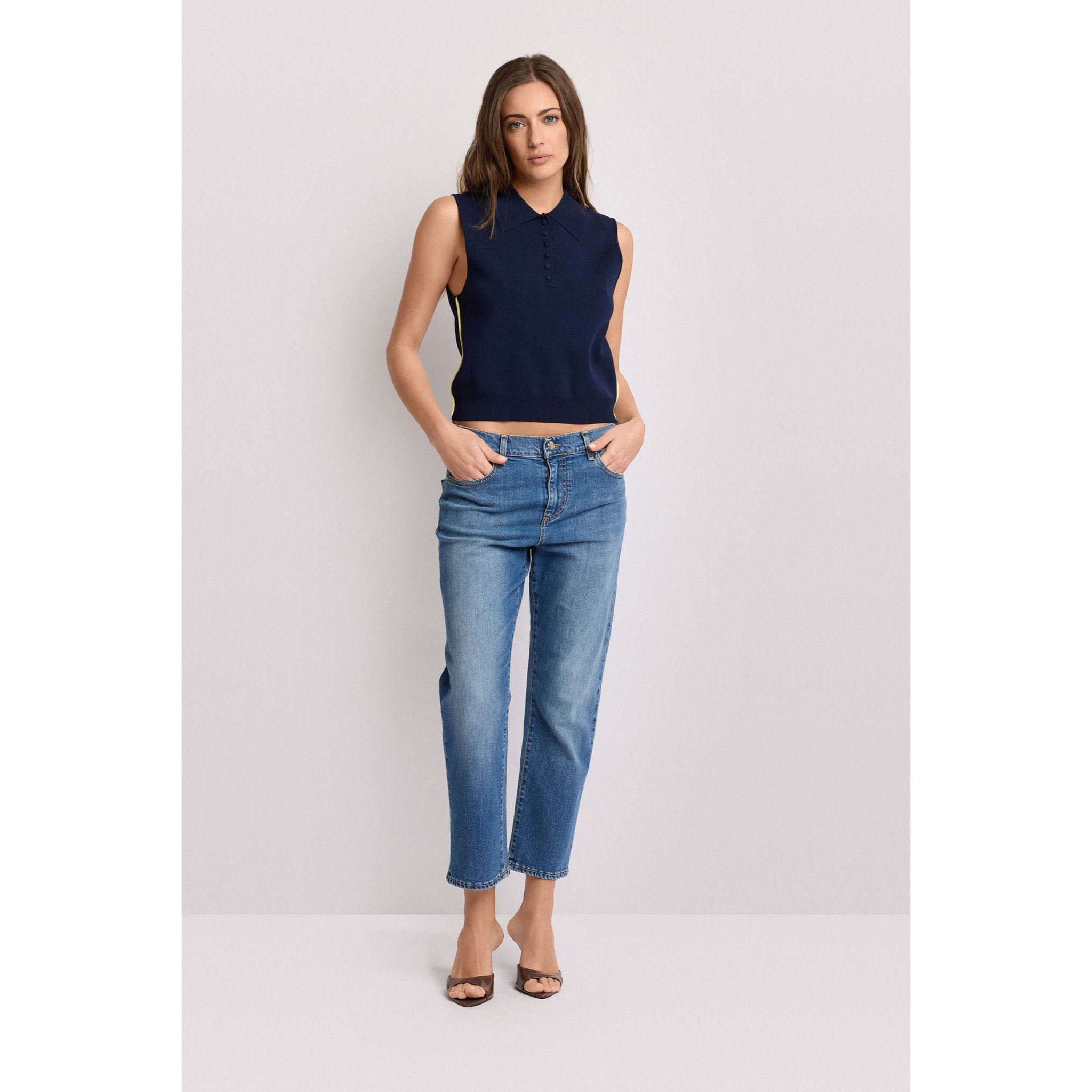 Kocca - Pantaloni denim fit cropped Donna, Denim