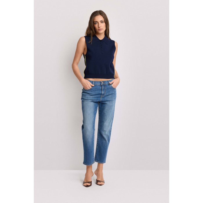 Kocca - Pantaloni denim fit cropped Donna, Denim