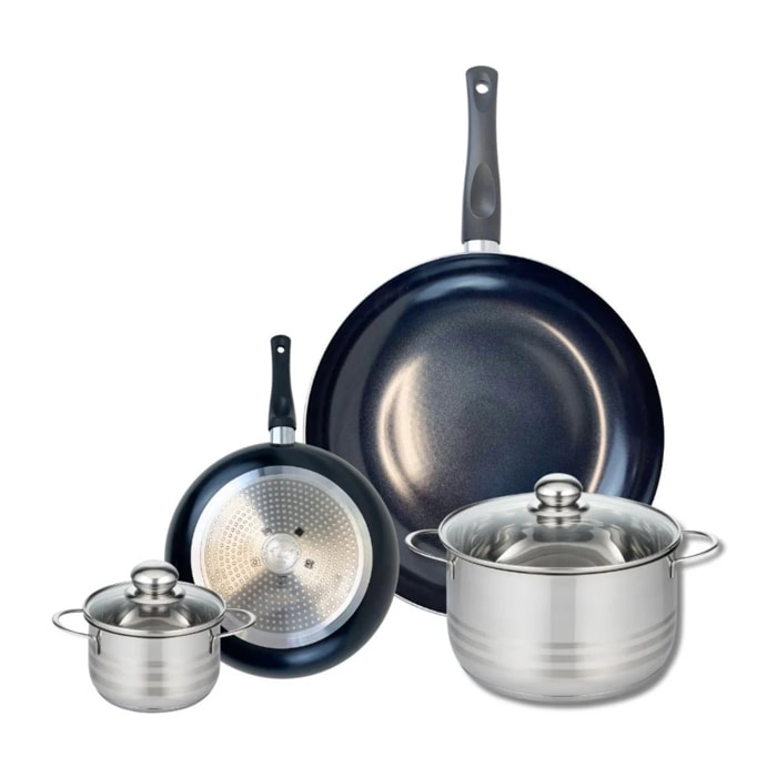 Ensemble de 2 Poêles de cuisson 20 et 32 cm et 2 faitouts 12 et 20 cm Elo Prima Brillant