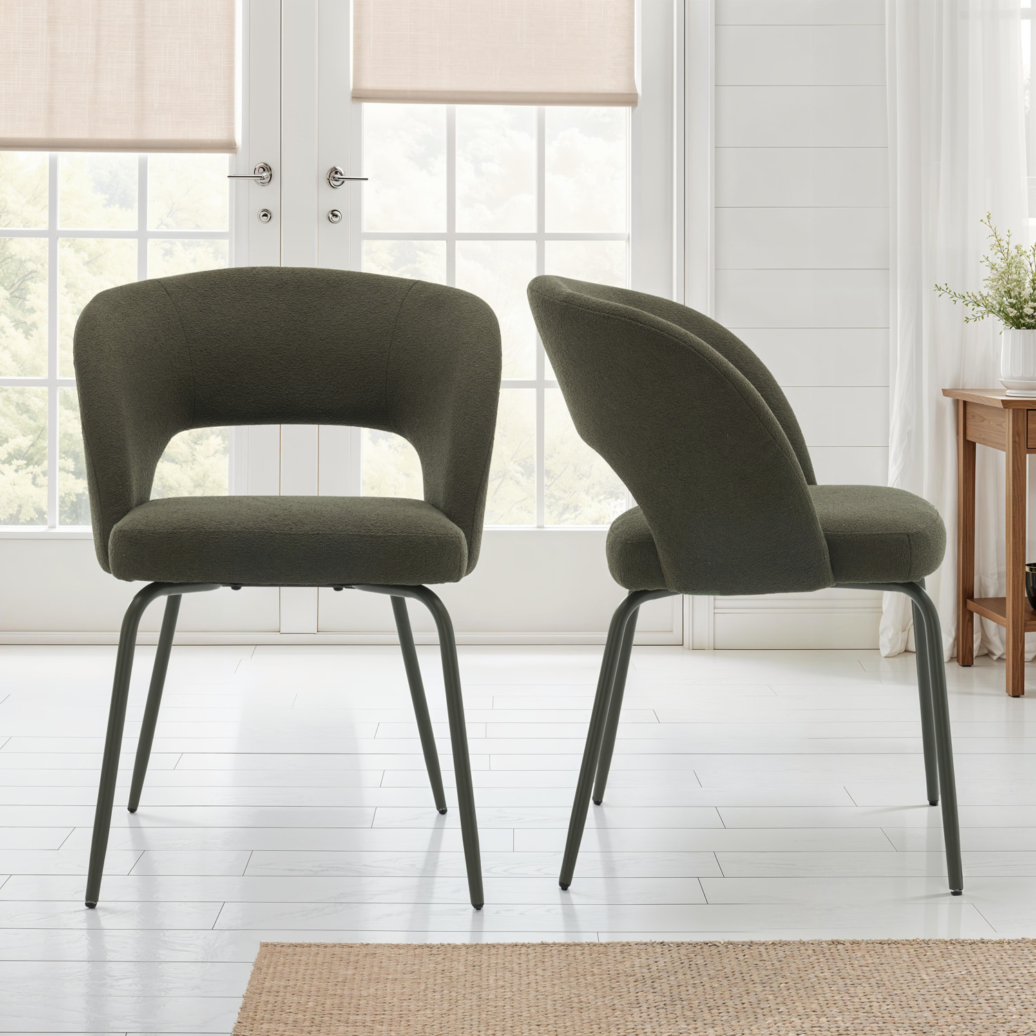 Lot de 2 chaises en tissu boucle vert FLAVIA