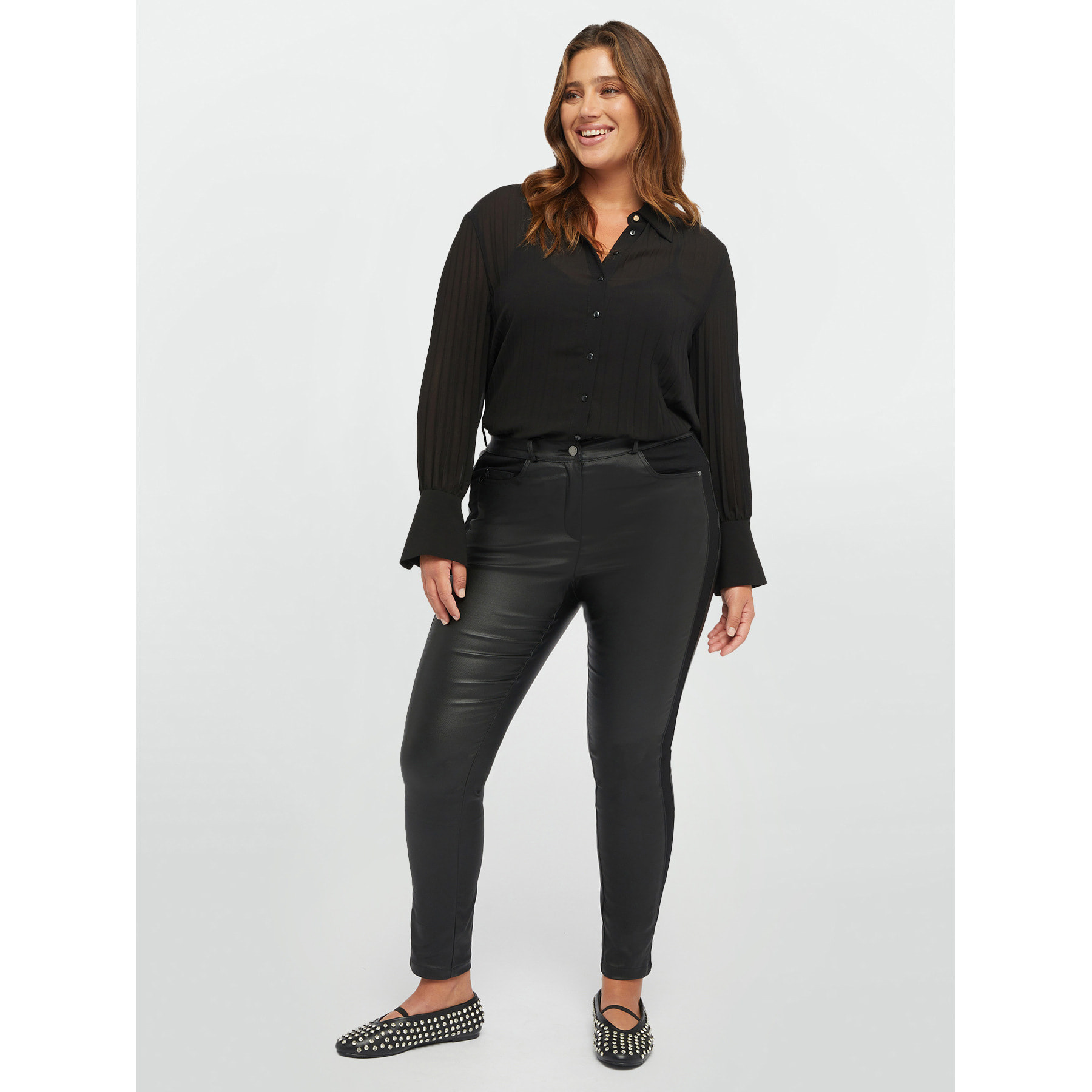 Fiorella Rubino - Pantalones skinny de dos tejidos - Negro