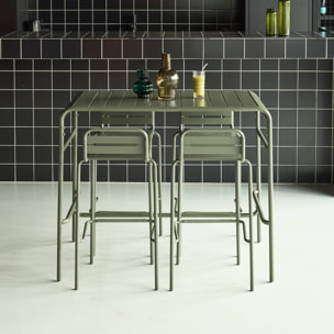 Table haute de jardin acier + 4 assises AMÉLIA
