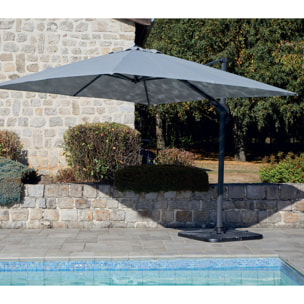 Parasol déporté 3x3m double inclinaison - gris perle - EMERAUDE