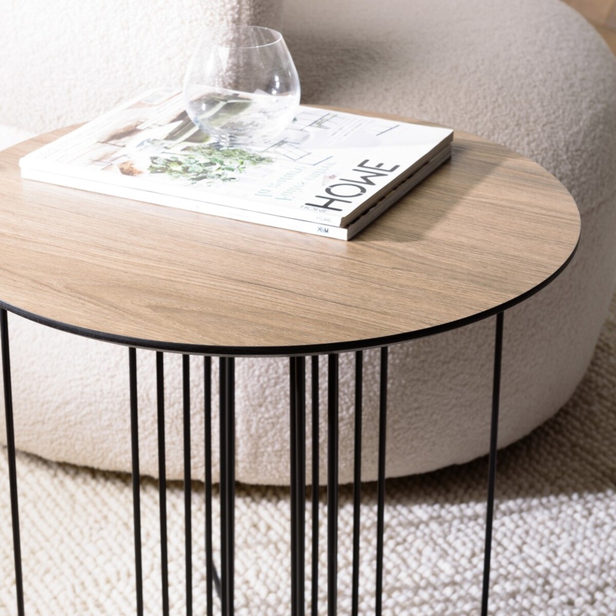 JULIA - Table d'appoint biseautée 50x50cm mocha pieds graphiques métal
