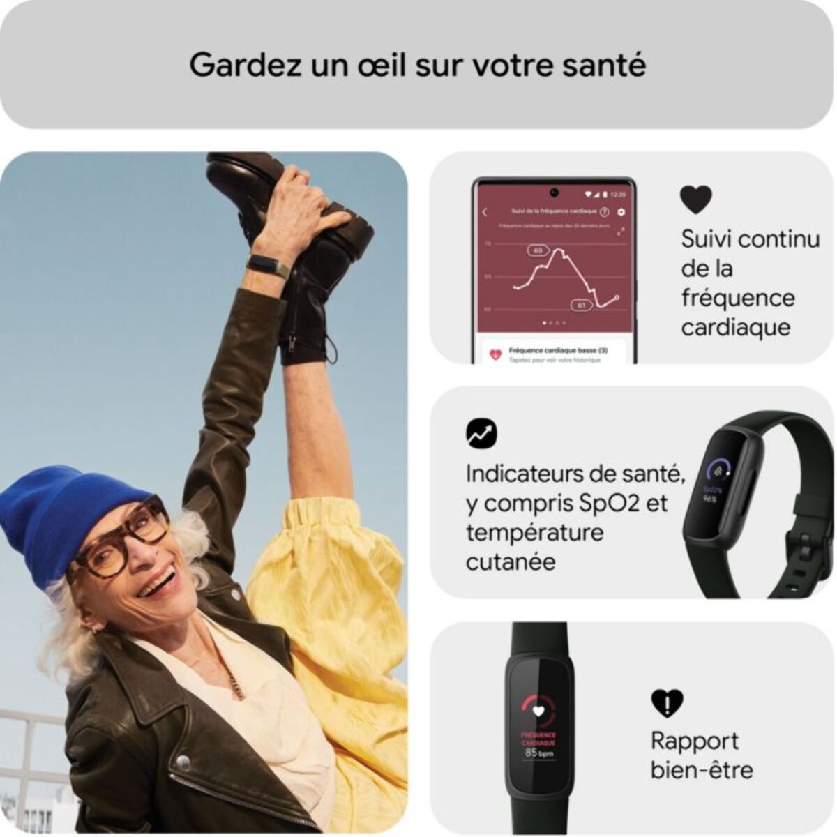 Bracelet connecté FITBIT Inspire 3 Noir