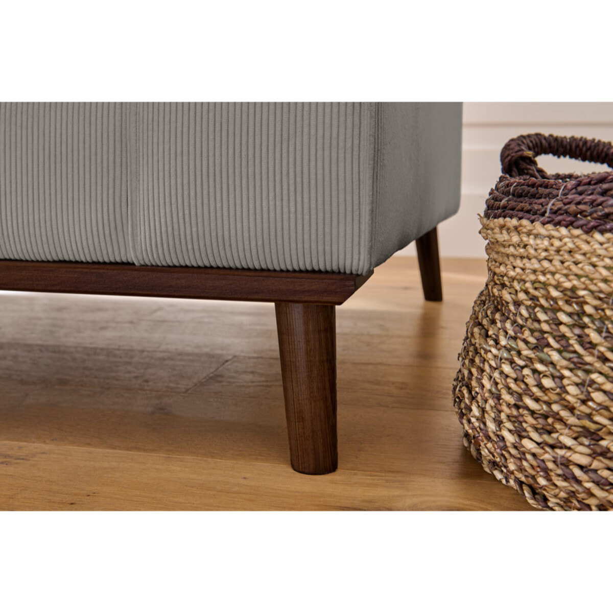 Albane - canapé 3 places - en velours côtelé - Gris clair