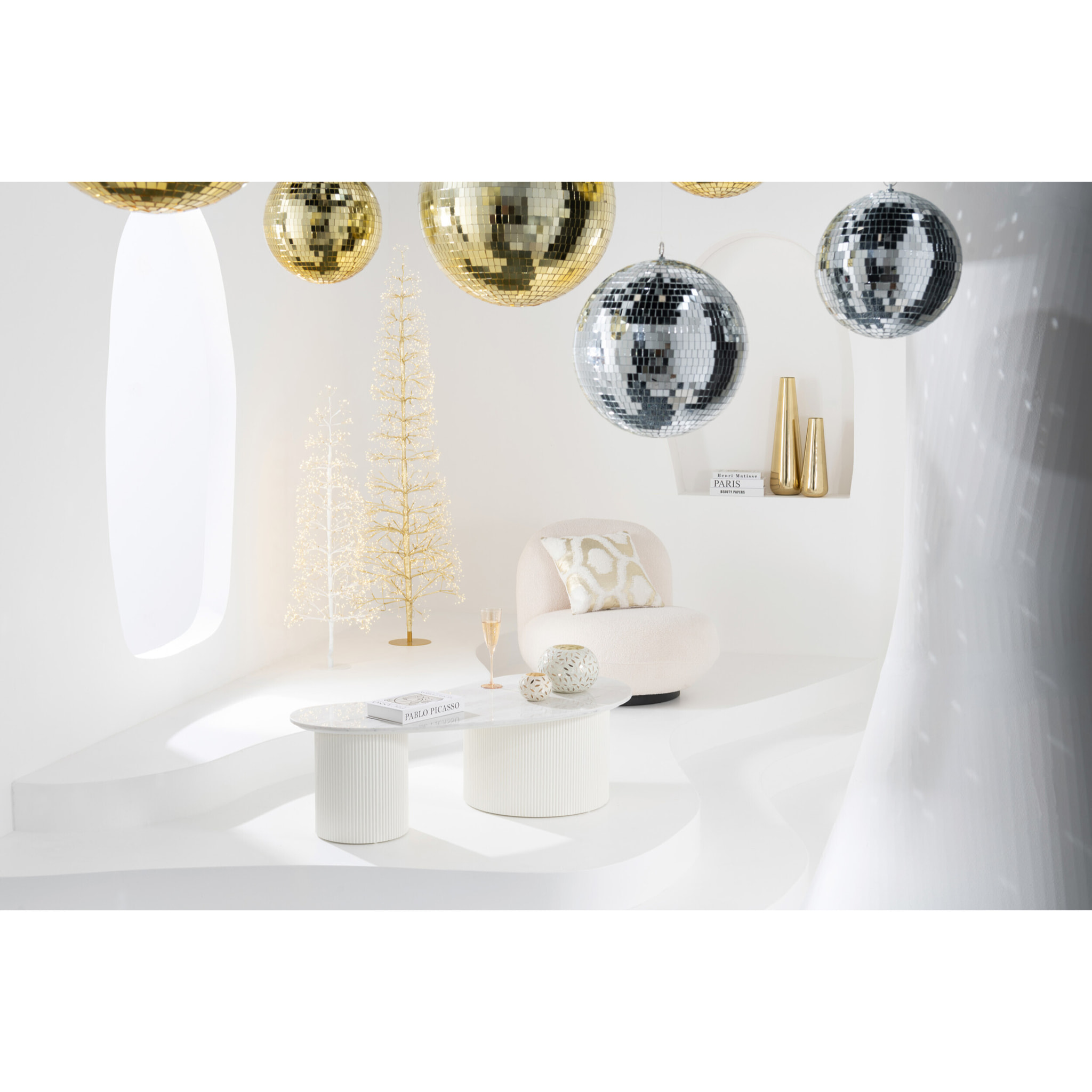 J-Line décoration Arbre - blanc chaud - acier - blanc - large - LED