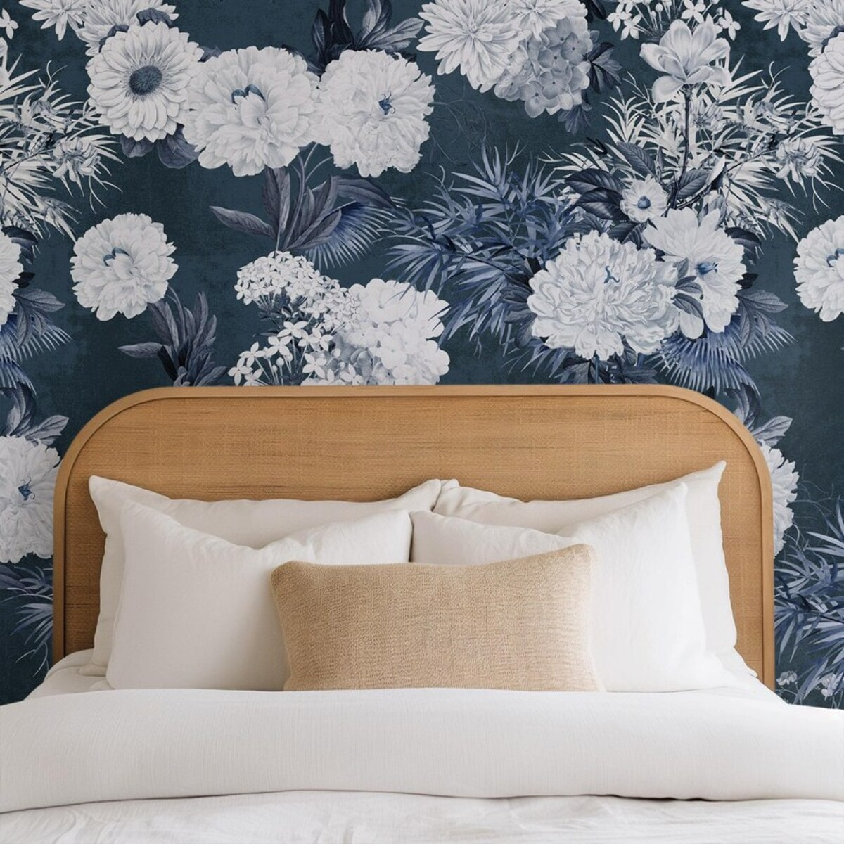 Carta da Parati Floreale Blu Navy