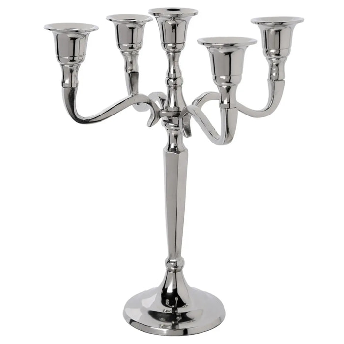 Bougeoir "Marso" métal argent 5 têtes
