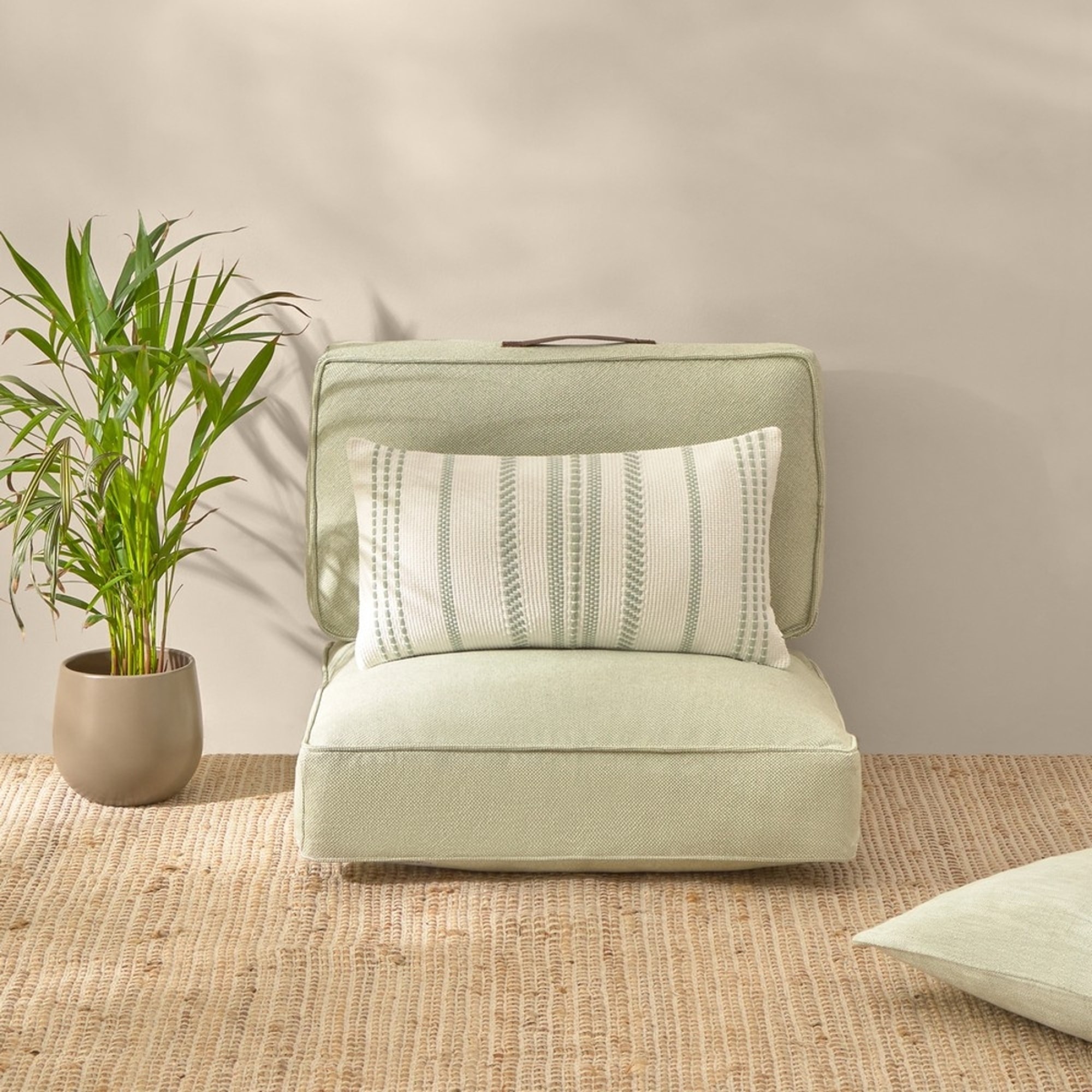 Funda de cojín chill out textura entramada Trichi color verde Algodón