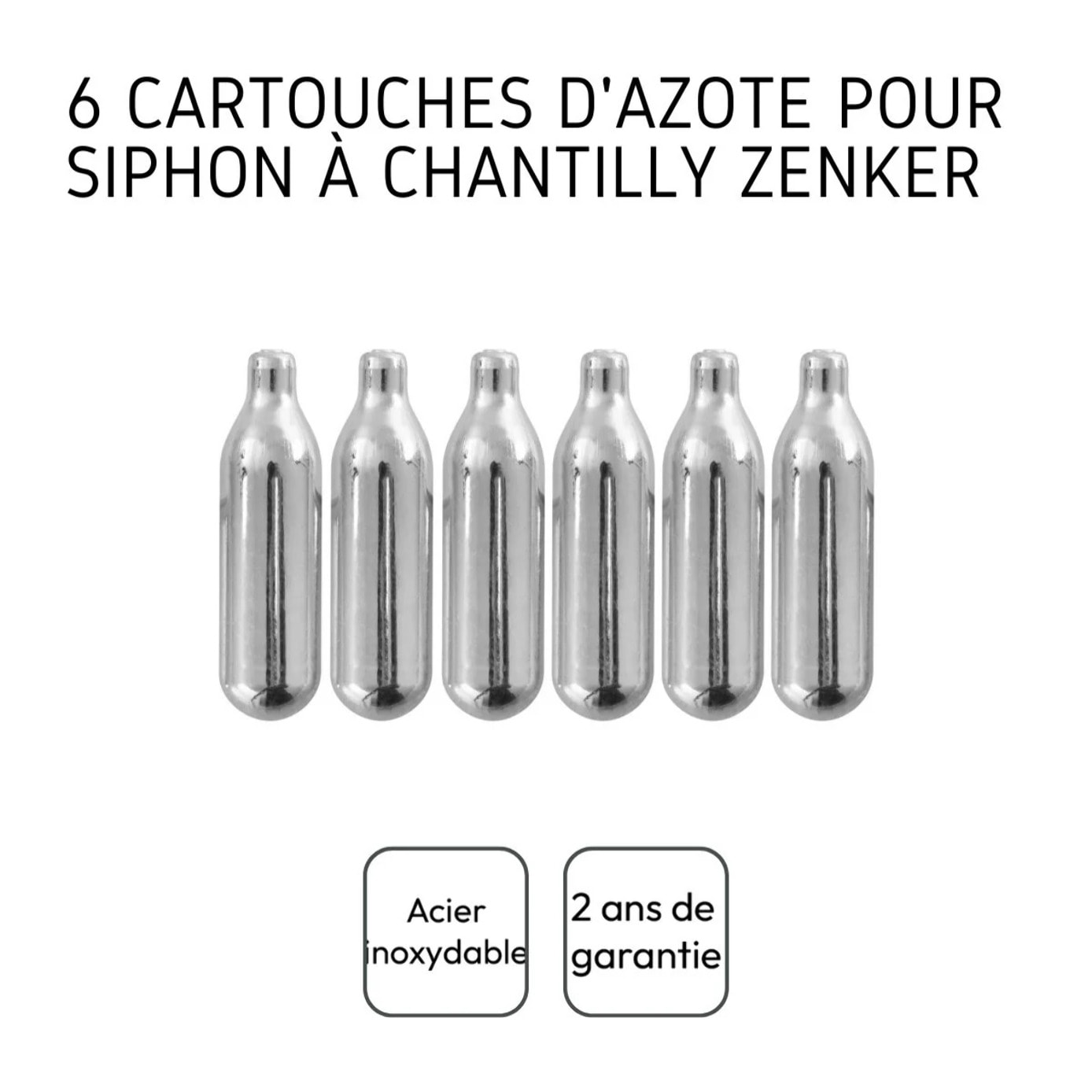 Lot de 6 cartouches de protoxyde d'azote pour siphon à Chantilly Zenker