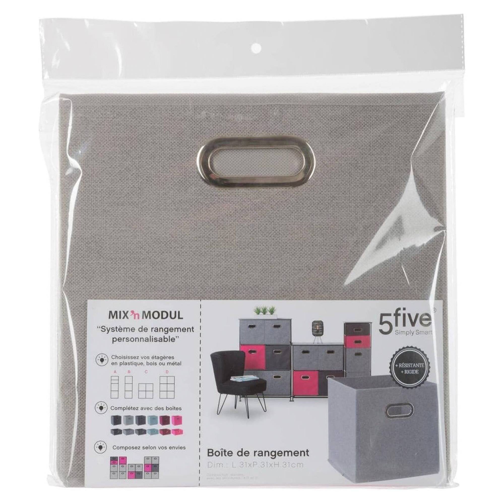 Caja de almacenamiento de 31 x 31 cm, gris jaspeado claro