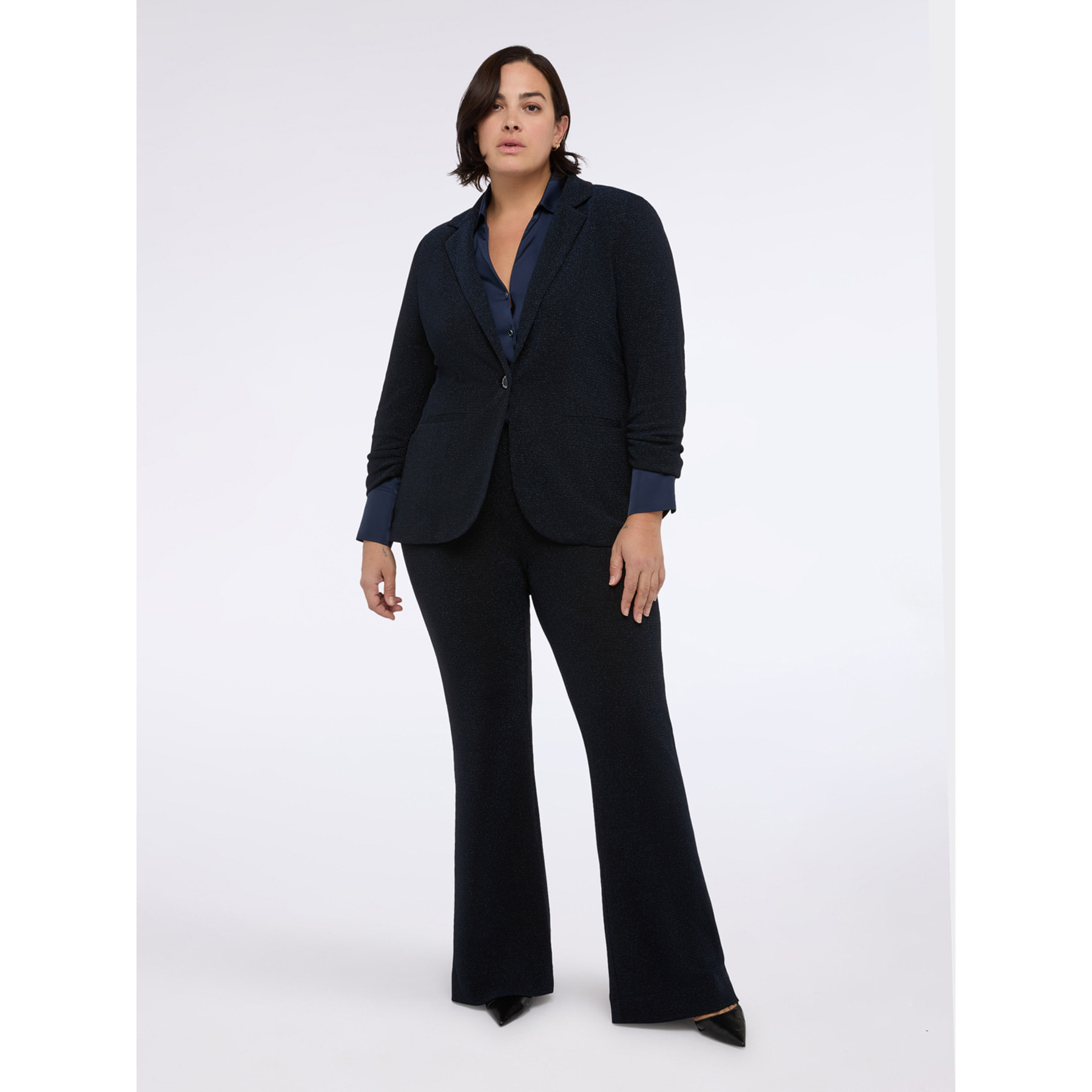 Fiorella Rubino - Pantalones Flare scuba lurex - Azul
