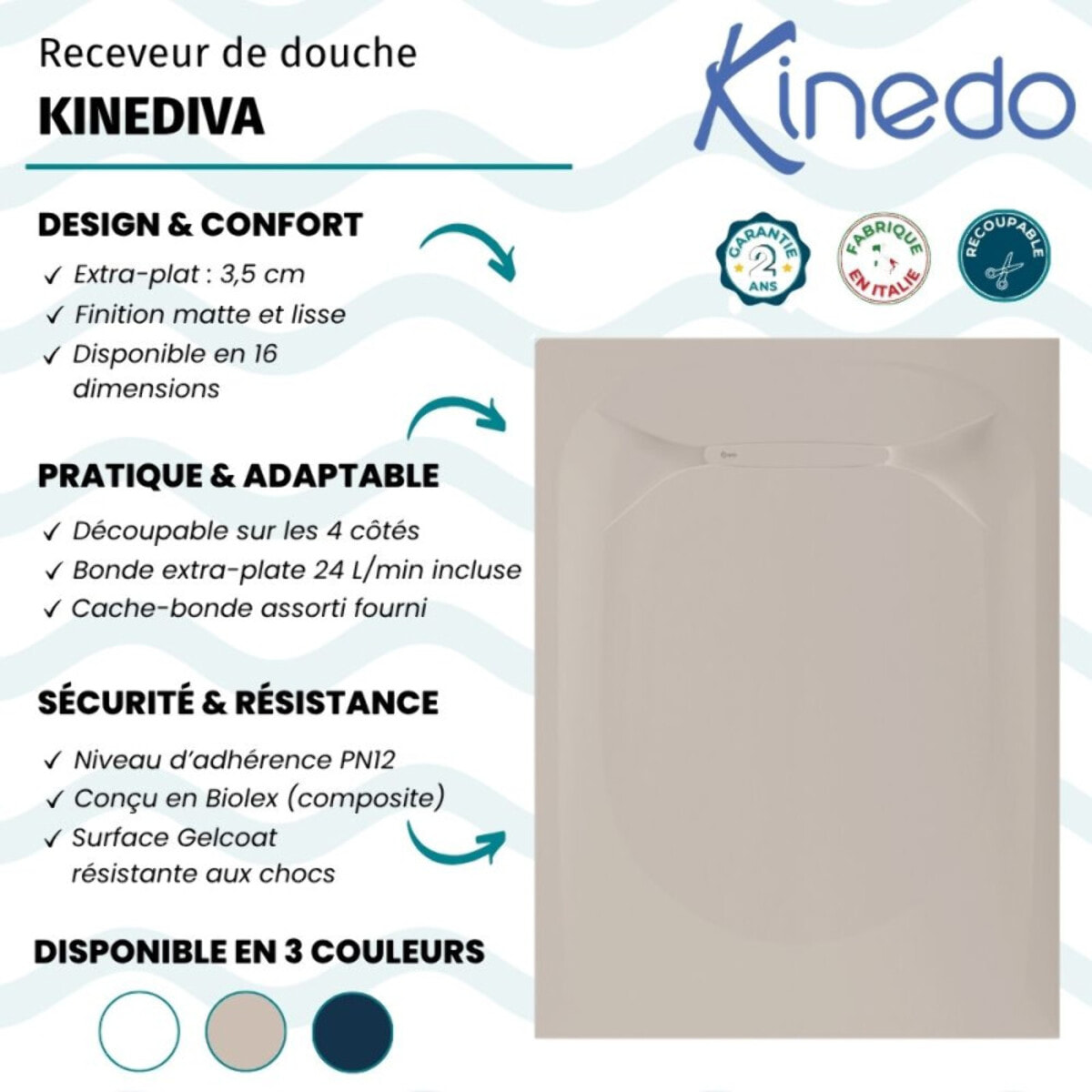Receveur de douche KINEDO Kinediva beige