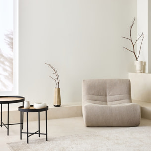 Fauteuil chauffeuse en bouclette texturée beige style contemporain 1 place