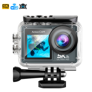 Camera Sportiva M40 R 5k 30fps con 47,75 mpx, doppio schermo da 2" e 1.3" con una moltitudine di accessori sportivi e WIFI.