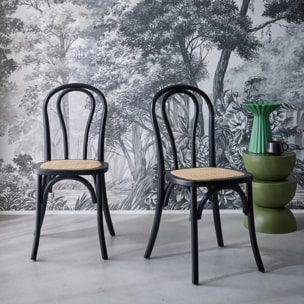Chaise vintage bois et rotin (lot de 2) BASTILLE