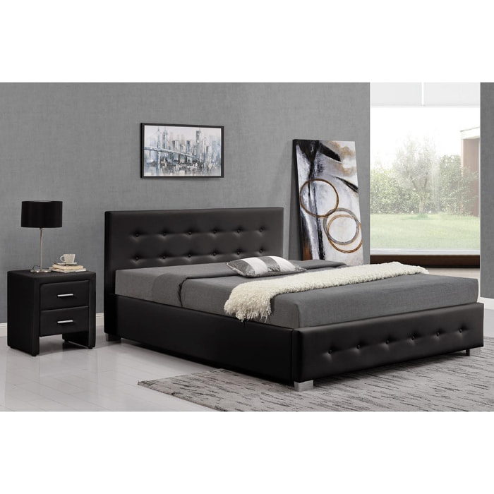 Stucture de lit avec coffre de rangement 140 x 190 cm noir BILBAO