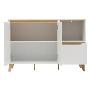 Buffet Luma rectangulaire 40x120cm 2 portes 1 tiroir blanc