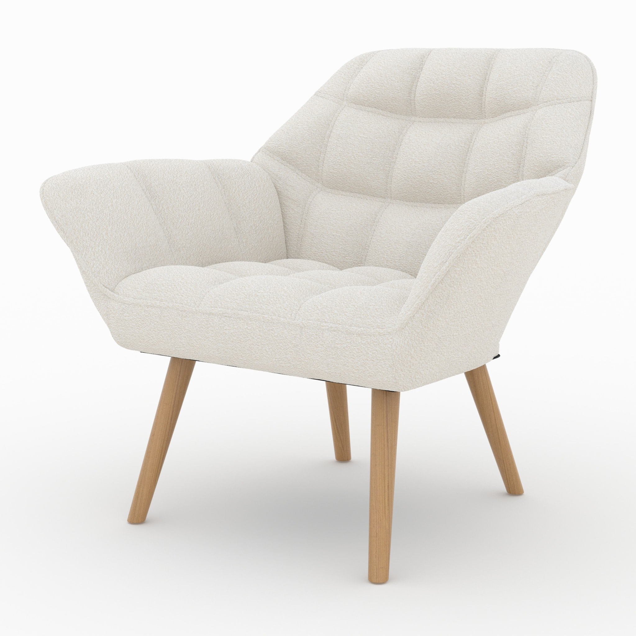 Fauteuil en tissu bouclé blanc - Simba