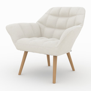 Fauteuil Simba en tissu bouclé blanc