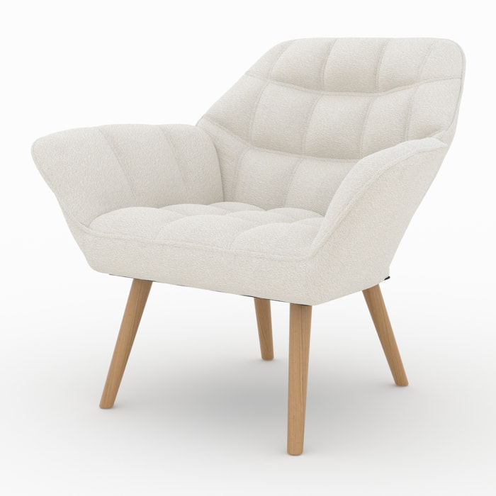 Fauteuil en tissu bouclé blanc - Simba