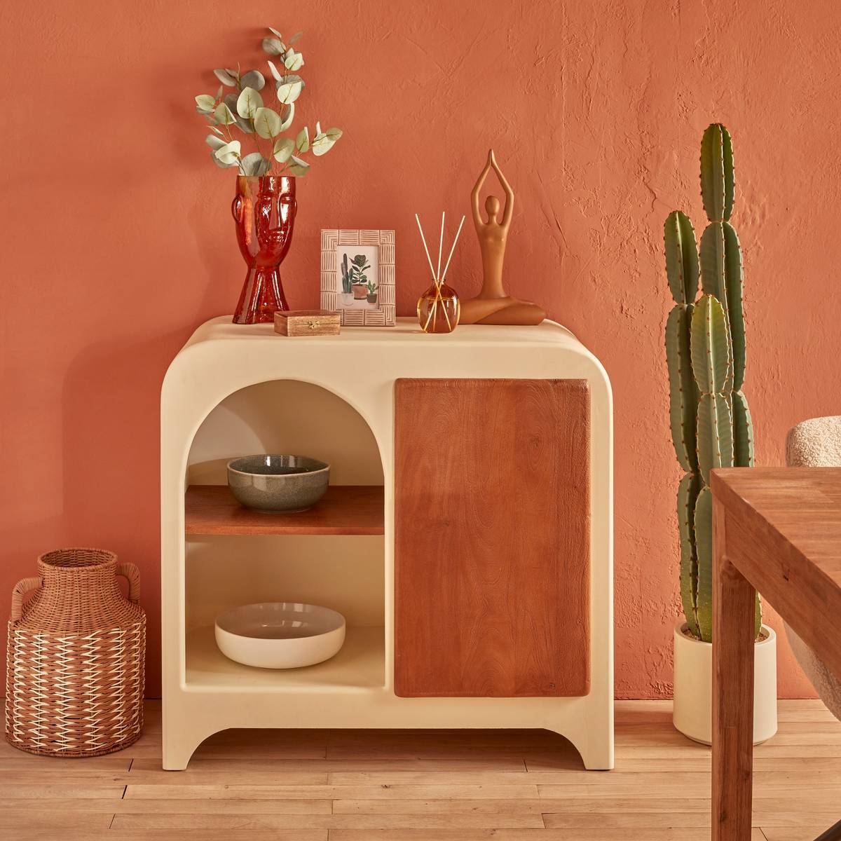 Buffet 1 porte 4 niveaux Sienna beige H85cm