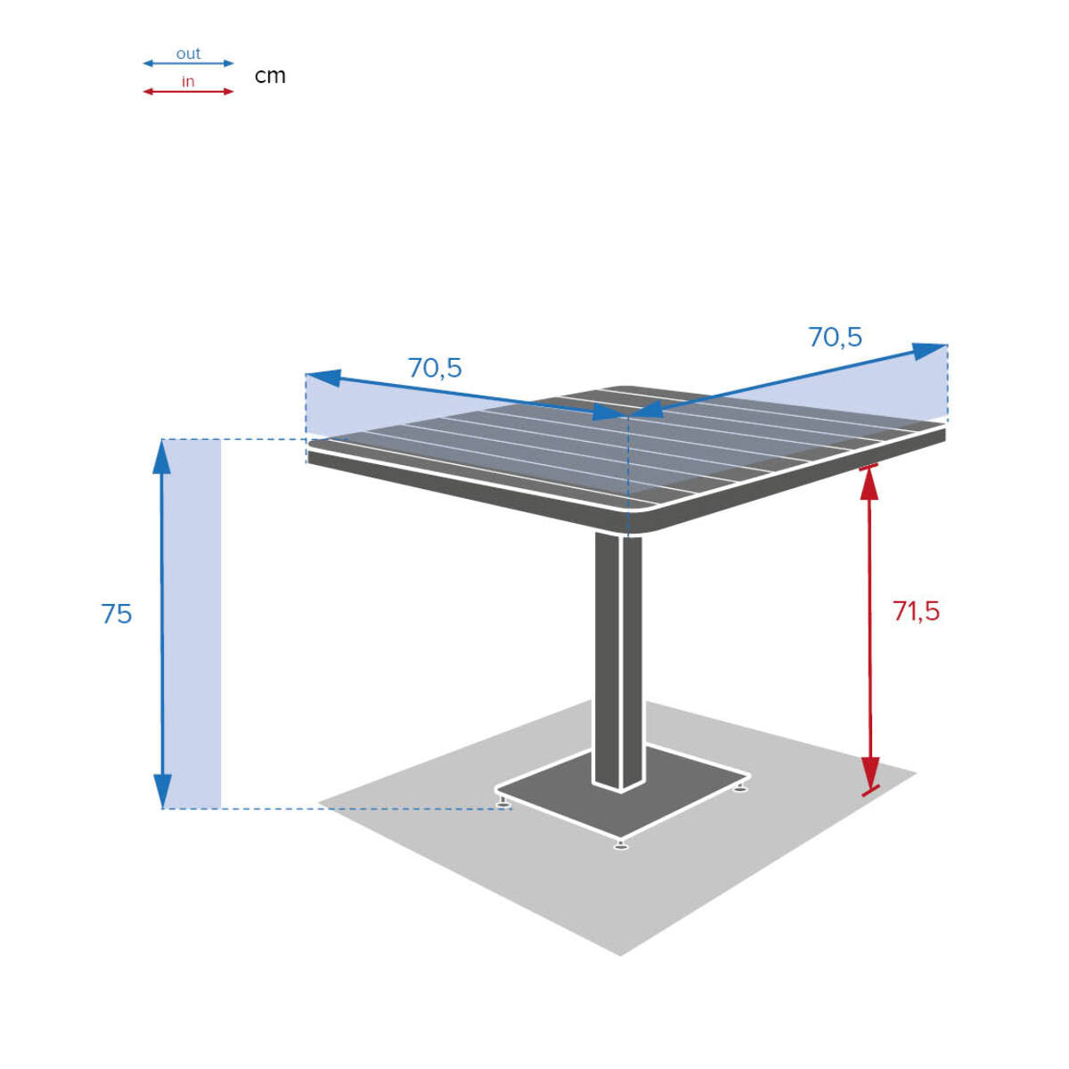 Table de jardin bistro Tyla Acacia & Graphite