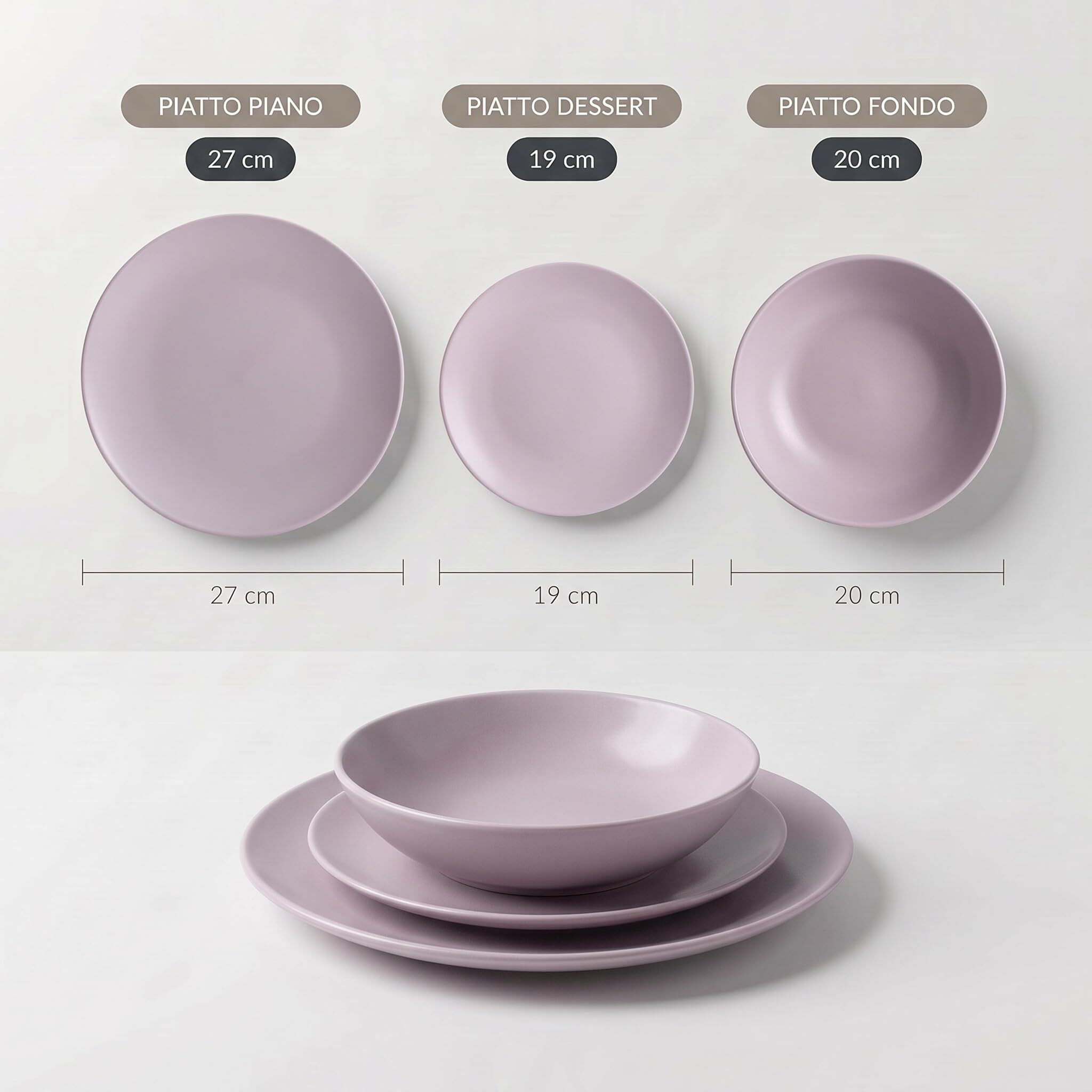 Servizio piatti 18 pezzi in ceramica - GLICINE